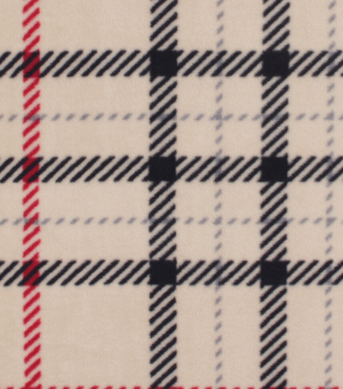 Cream & Black Plaid Anti Pill Fleece Fabric