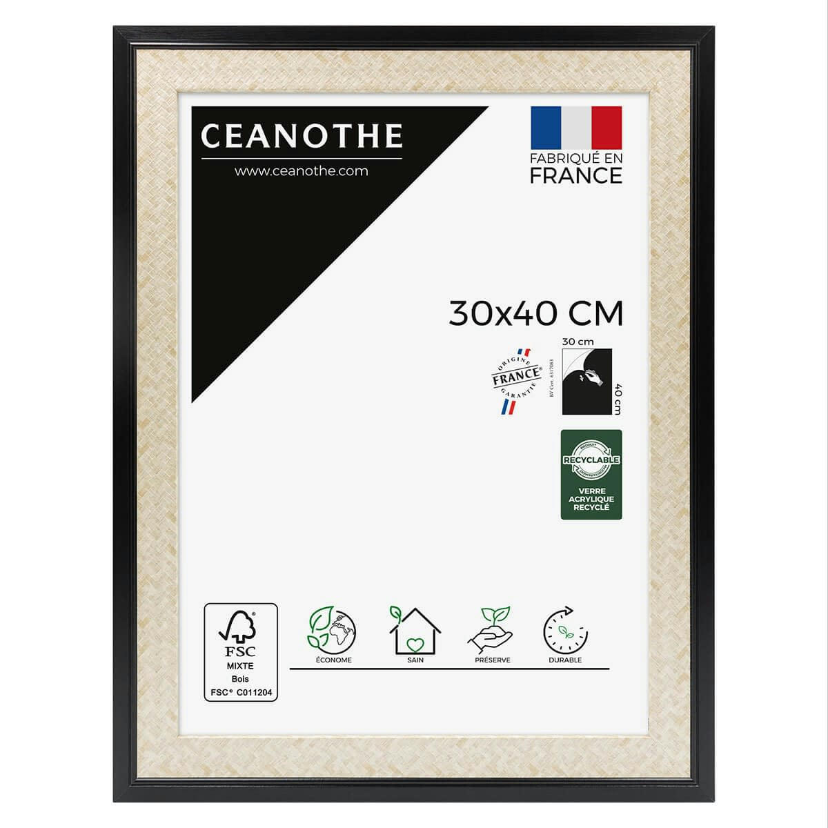PALMA - Cadre photo noir 30x40 cm résine recyclée