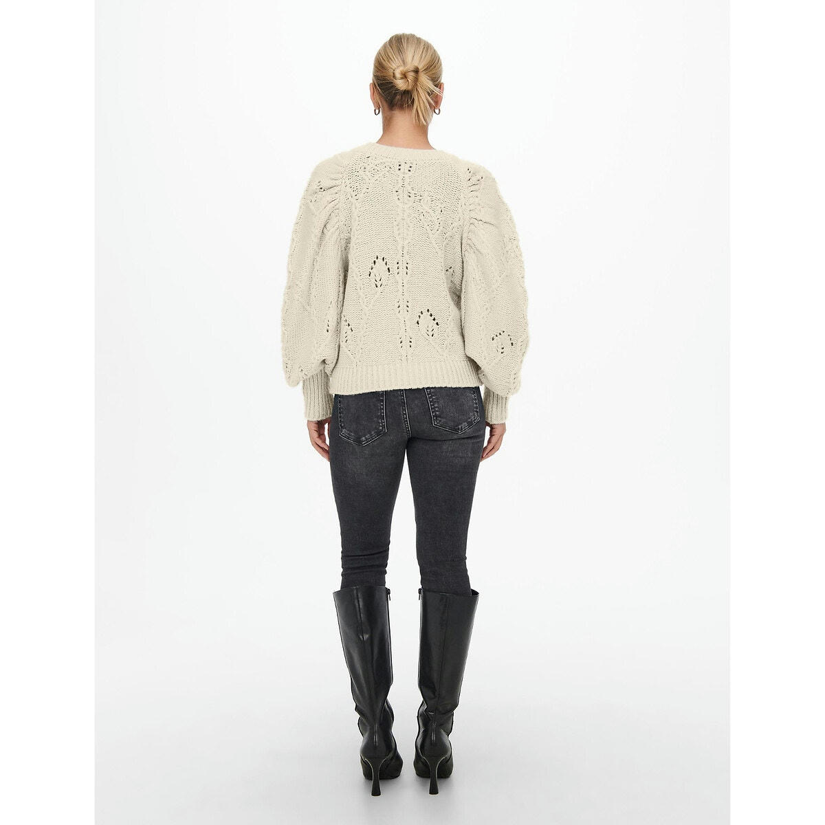 Gilet maille ajourée, col V