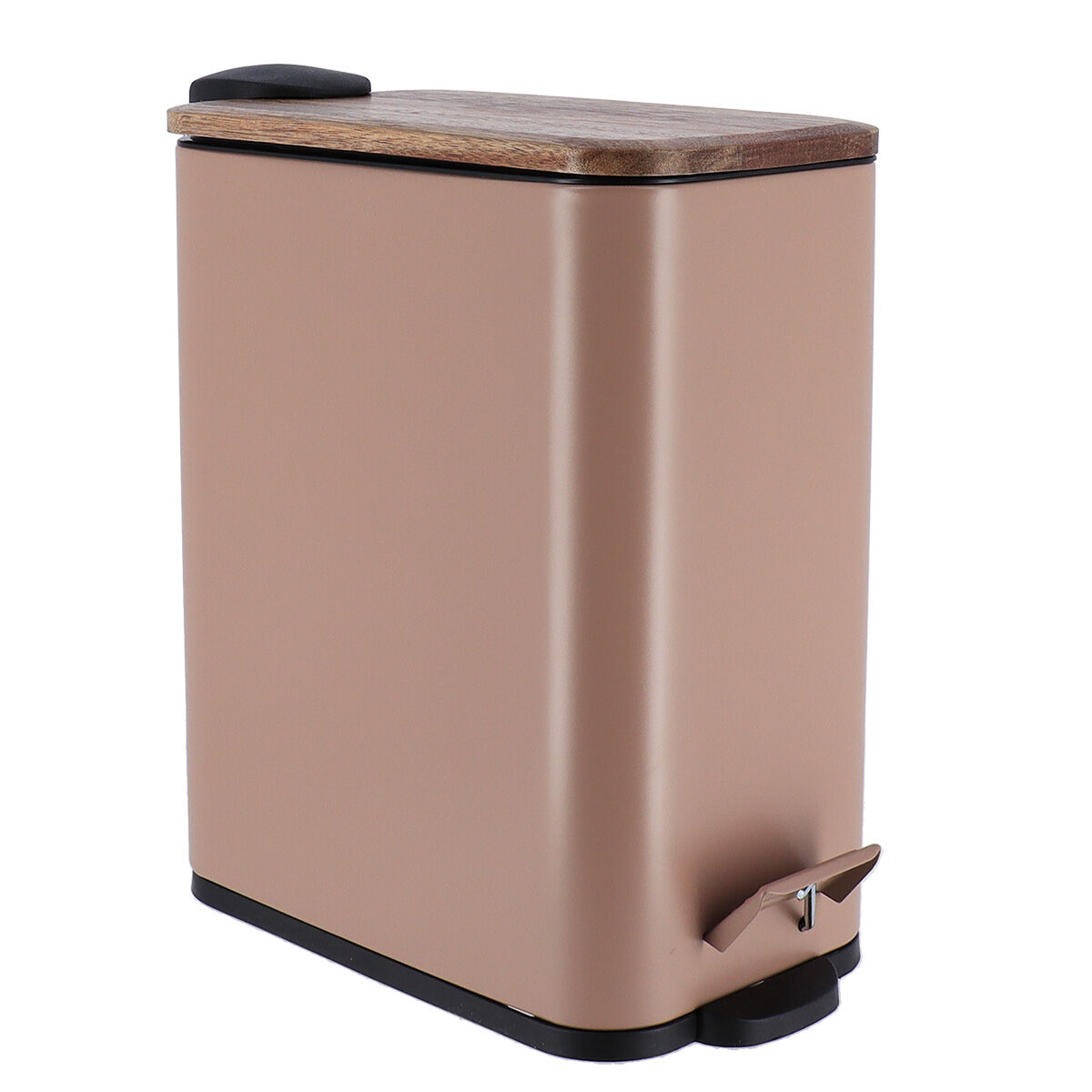 Balde wc com tampa em metal taupe 5l