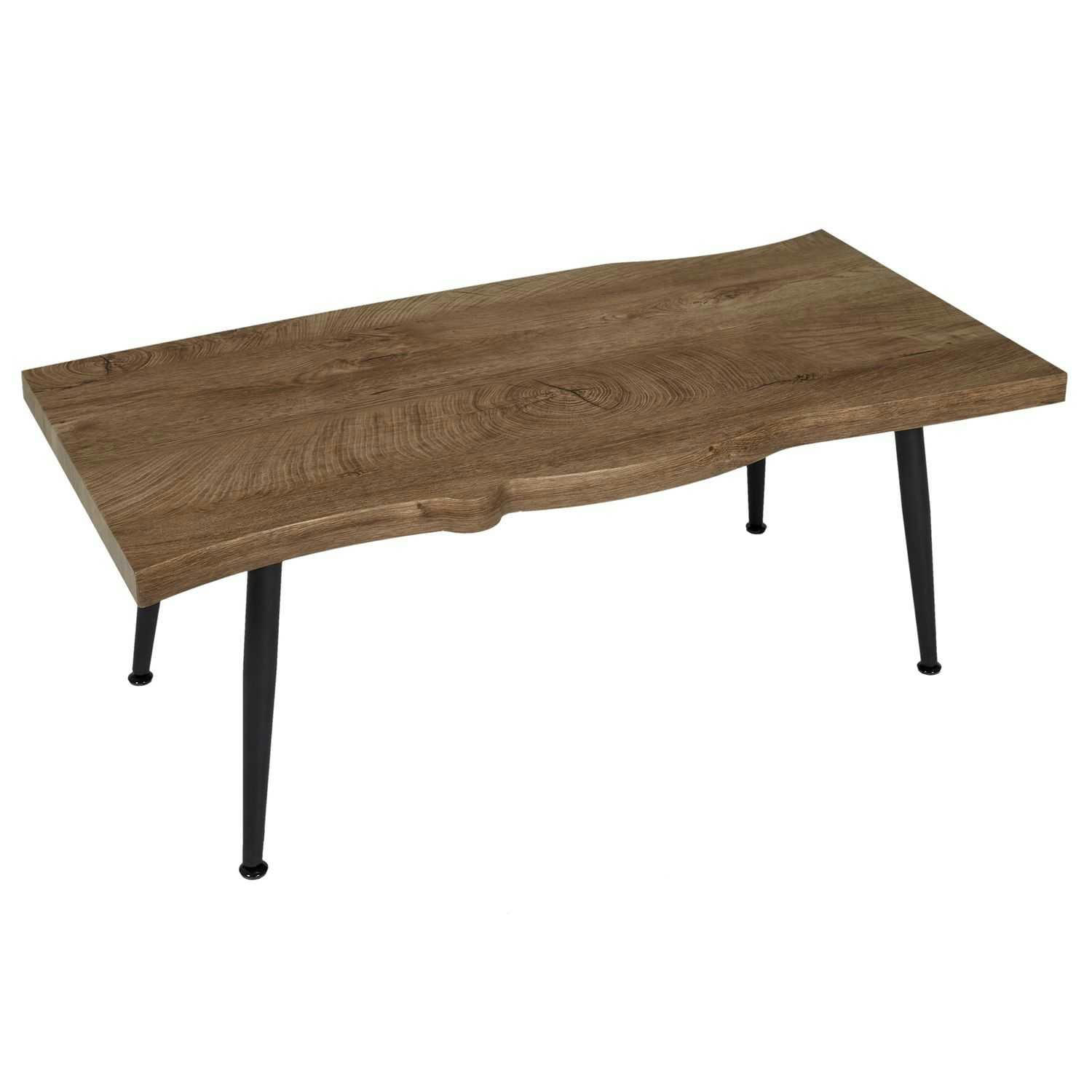 FOREST - Table basse en métal et mdf effet bois brut marron