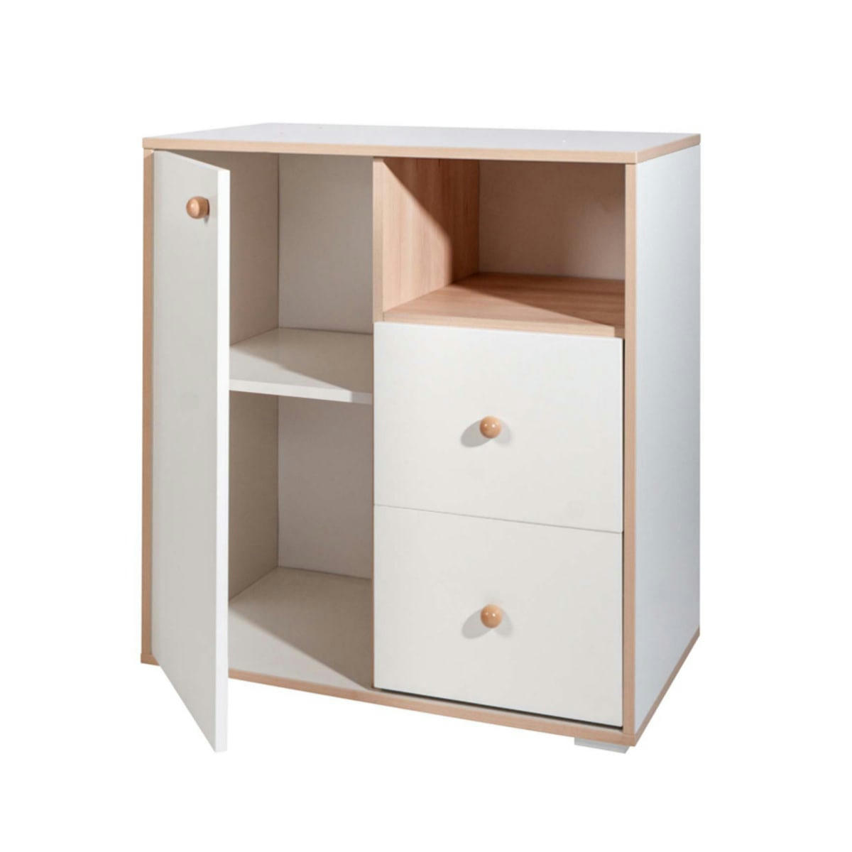 NIXA - Commode effet bois blanc et bois