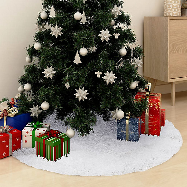 Jupe de sapin de Noël blanche 150 cm en fausse fourrure vidaXL