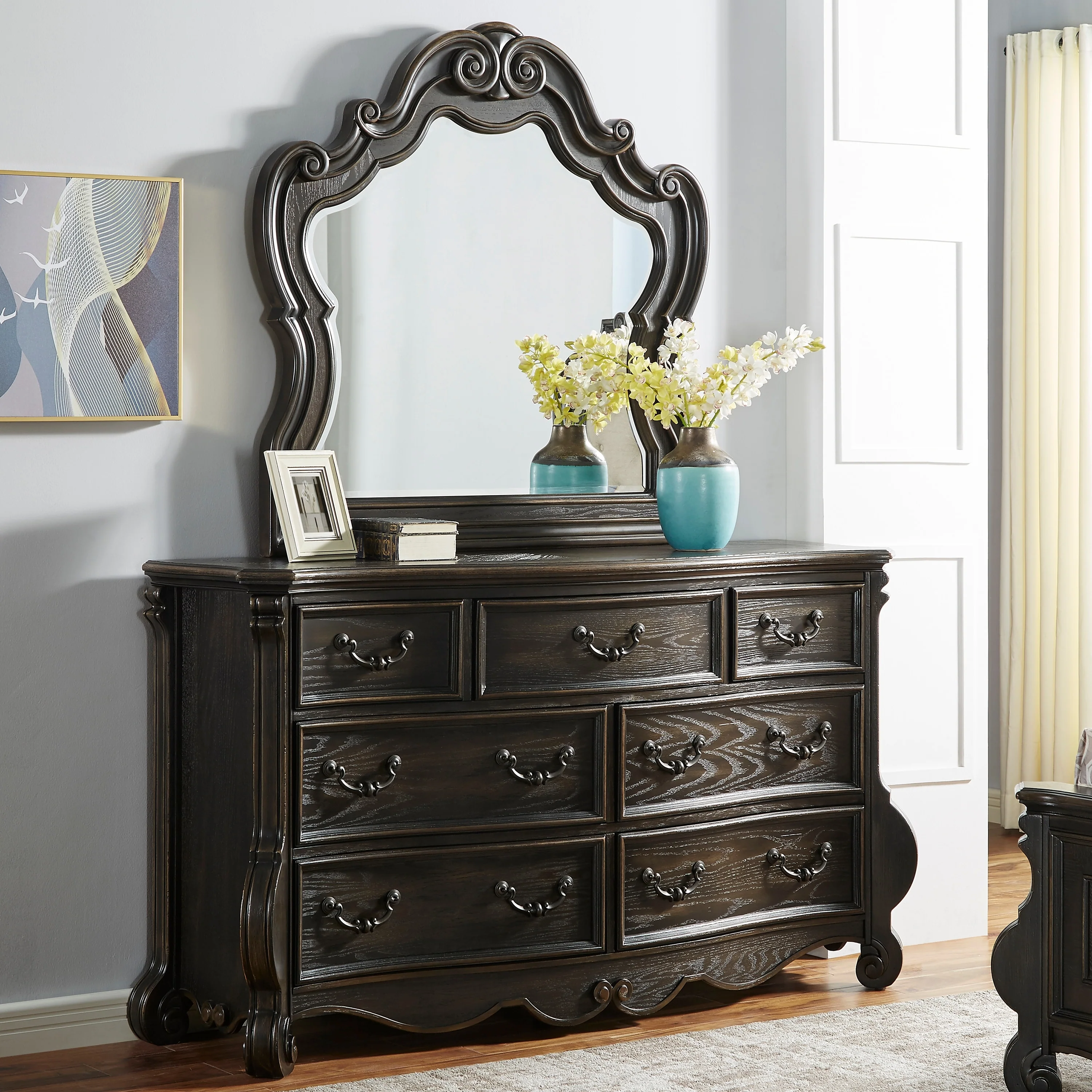 Steve Silver Raymond Rich Molasses Dresser and Mirror