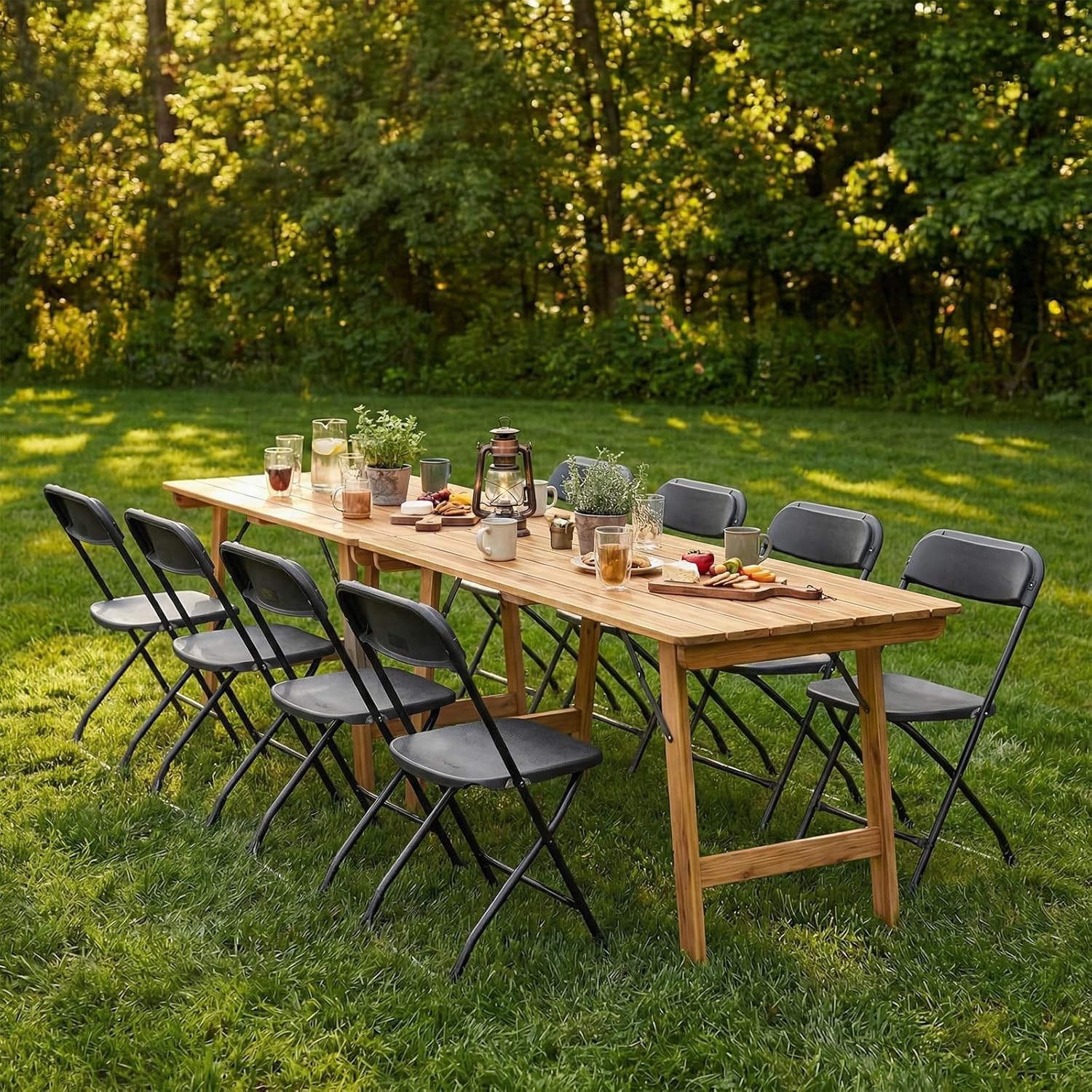 DUMOS Folding Chairs Sets of 10, 330lbs Plastic Stackable Portable Patio Dining Sets, Fold Up for Indoor Outdoor, Camping, Garden, Party, Meeting (Black)