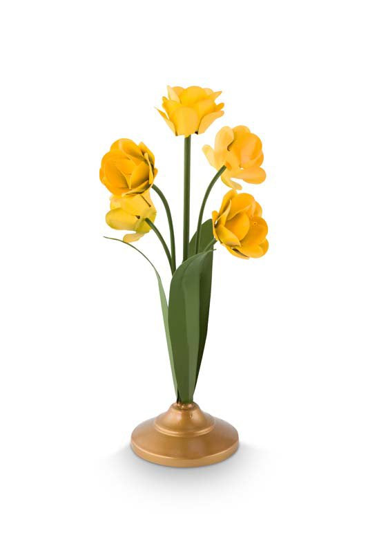 Pip Studio Kaarsenhouders - Bloem - Metaal - Geel - 27.5cm