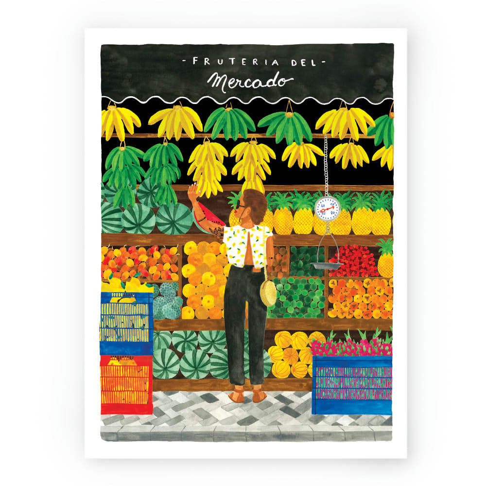 - Affiche illustrée motif Fruteria 30x40 cm