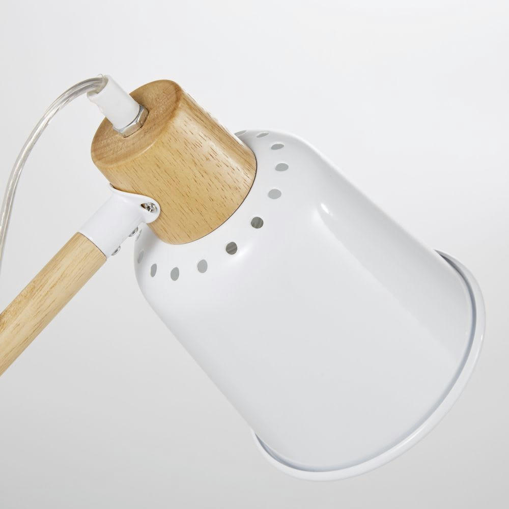 PIXIE - Lampe de bureau en métal blanc et hévéa