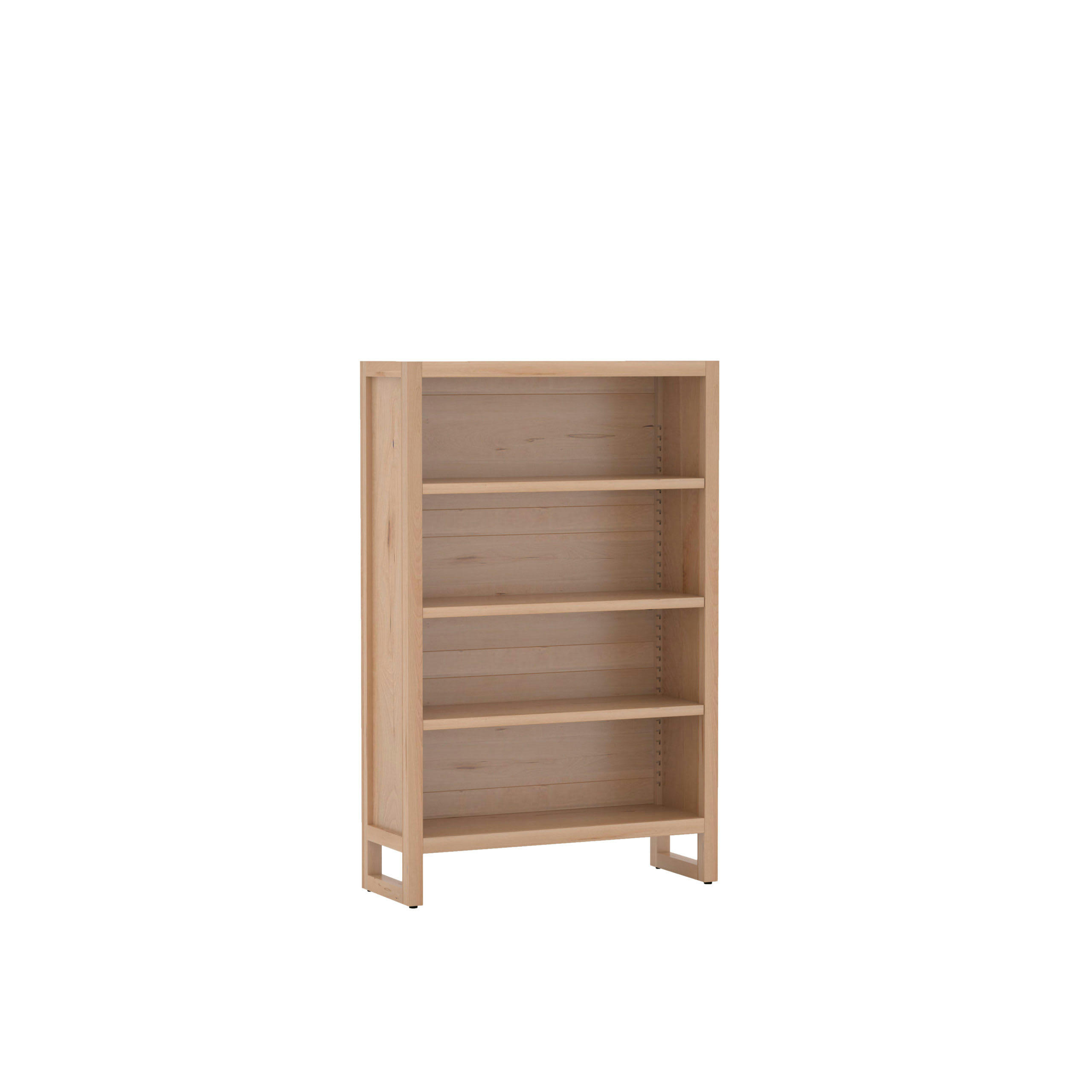 SELVA - Bibliothèque en hêtre, fonds bois, 3 tablettes réglables,brut