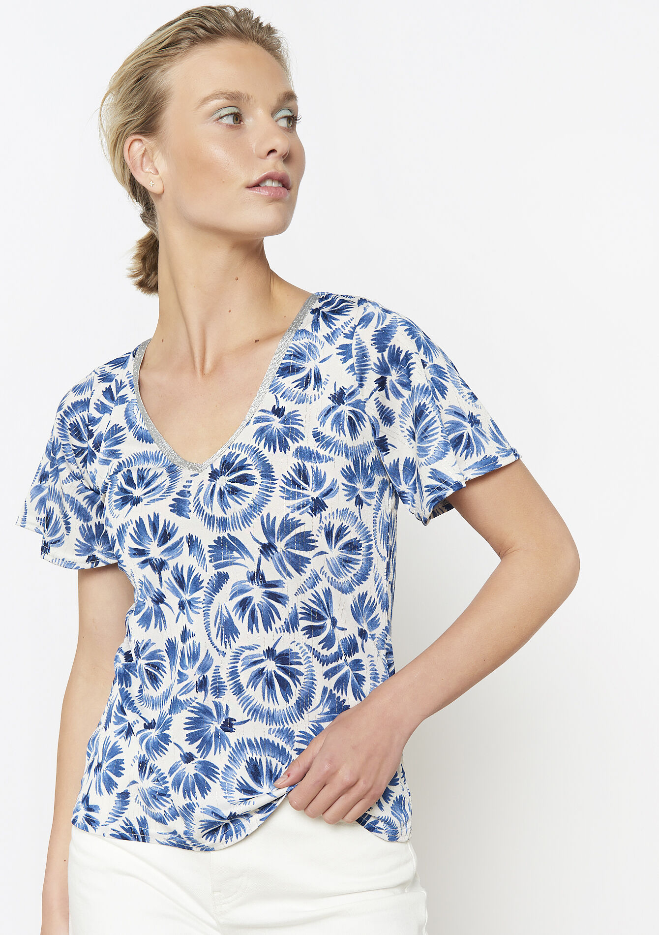 T-shirt met palmbladprint