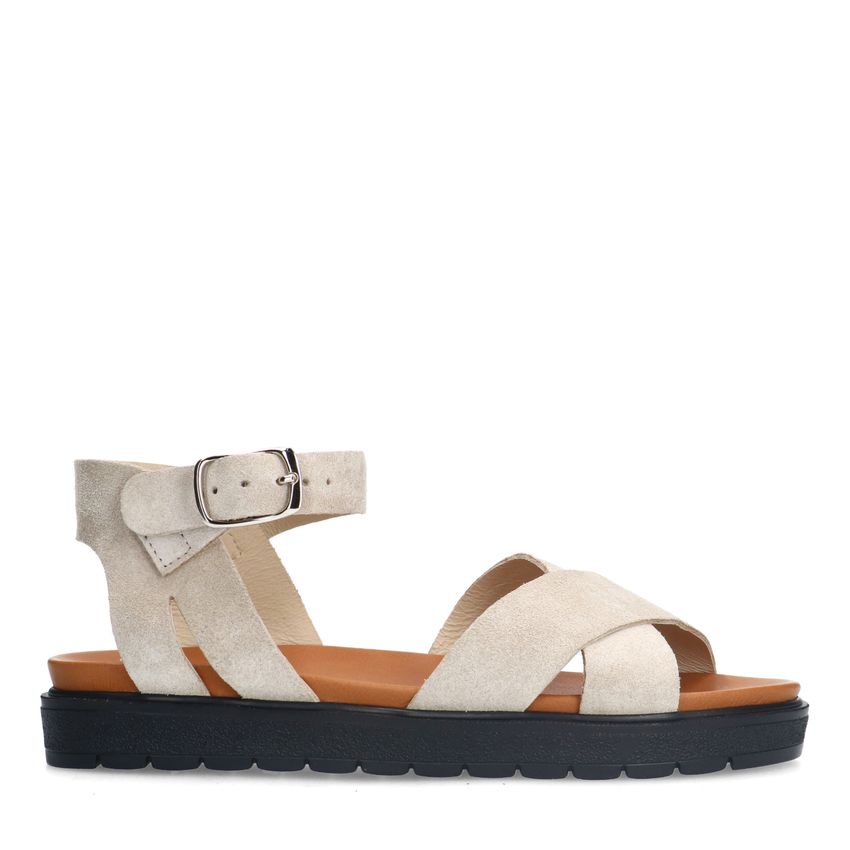 Manfield Beige suède sandalen