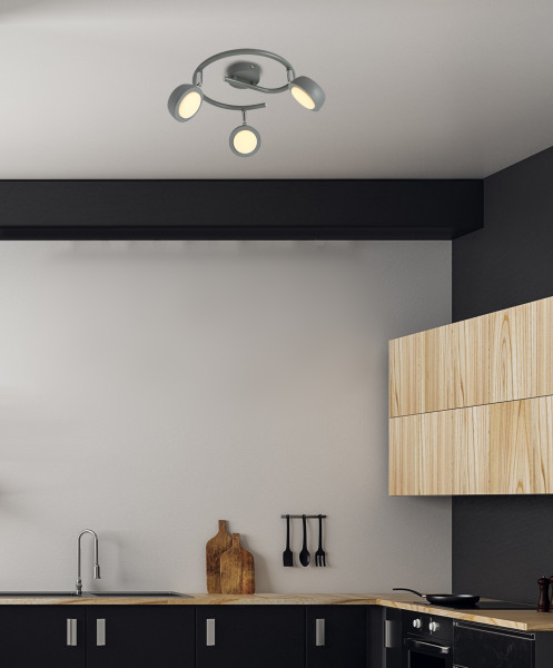 Lampa sufitowa MILD szara LED 3x6W Ciepła biel 600lm Candellux