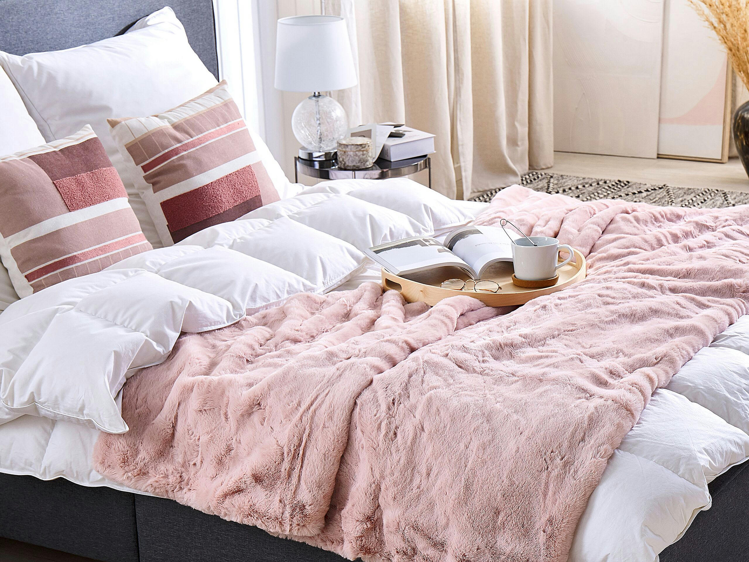 CHAAB - Couverture en polyester rose 220x200cm