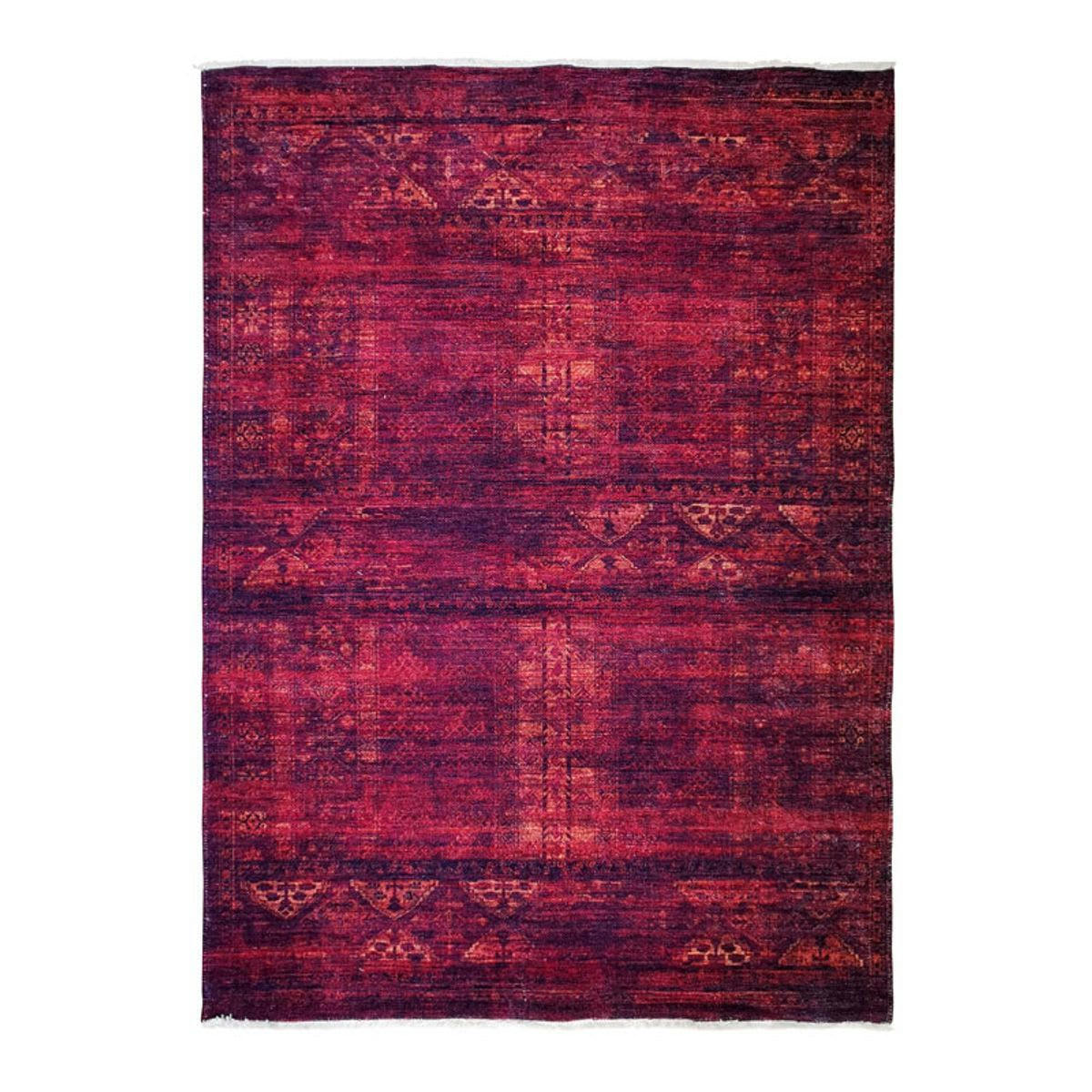 USURE - Tapis extra-doux motifs effet vintage cadre rouge 120x170