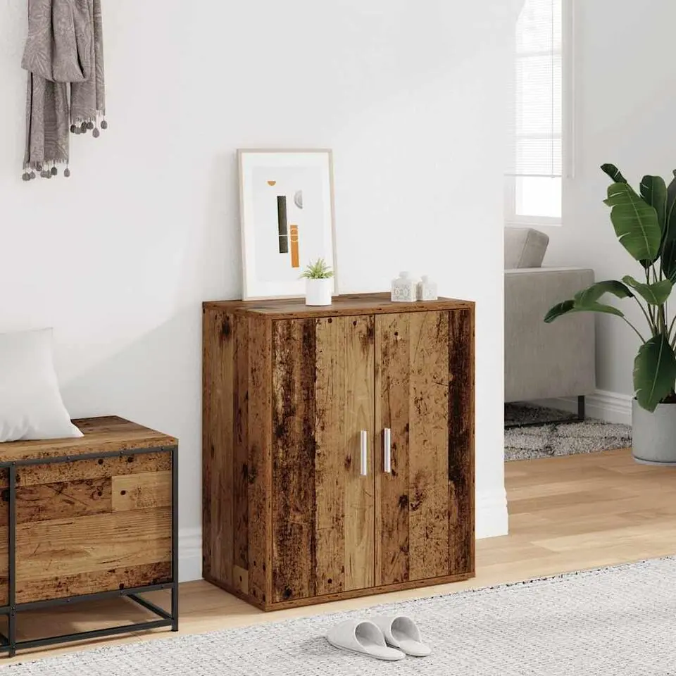 vidaXL - 5-laags Schoenenkast met 2 deuren 10 paar - Oud hout - 60x35x70 cm