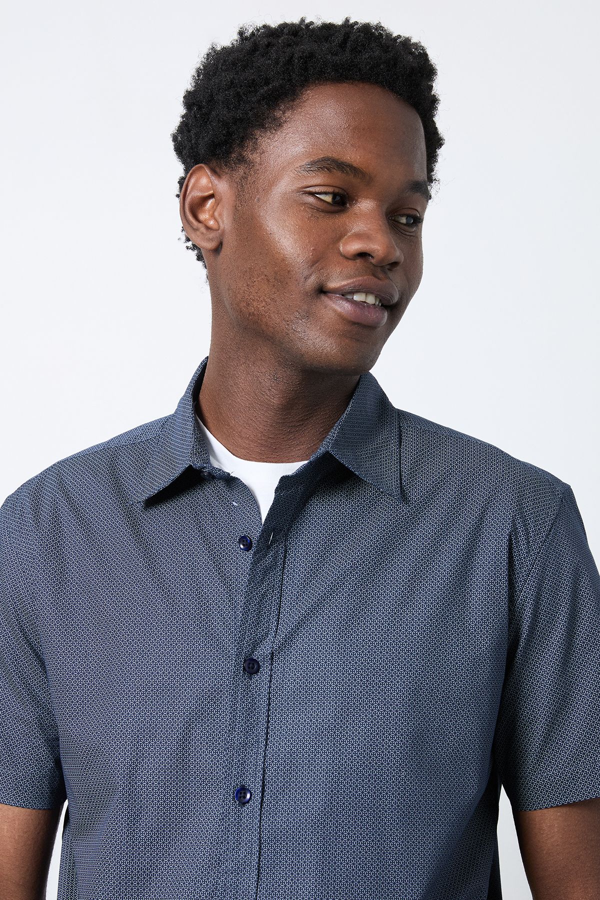 Burton Navy Print Short Sleeve Shirt