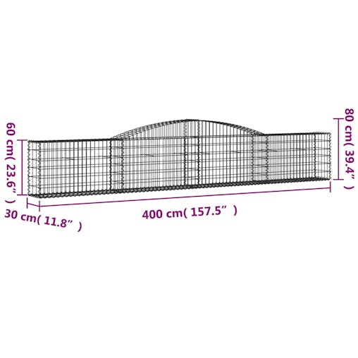 NNEVL Arched Gabion Basket 400x30x60/80 cm Galvanised Iron