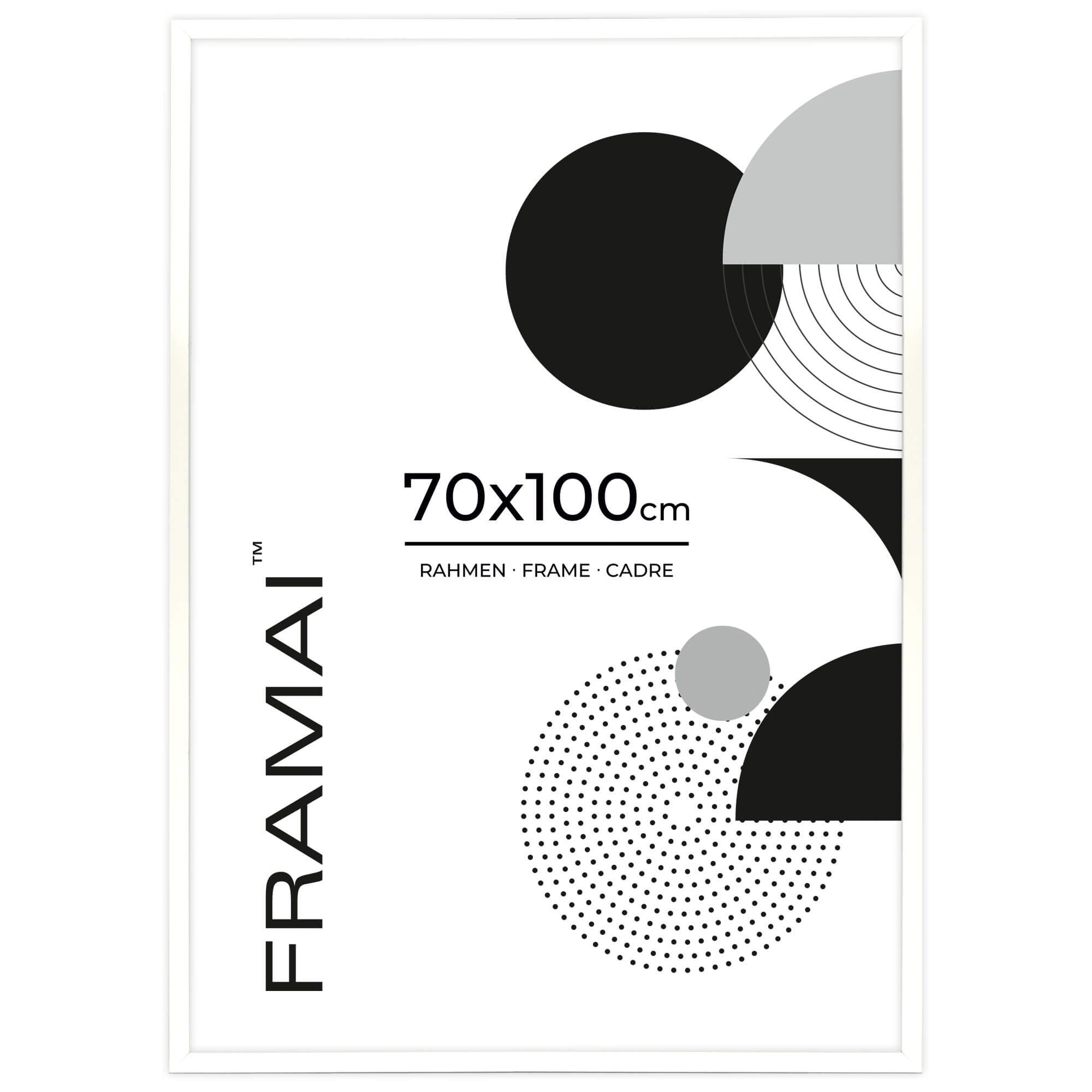 Ramka na zdjęcia 70x100 cm biała rama z plexi prostokątna FRAMAI®