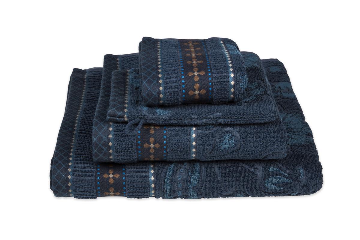 Pip Studio handdoek Jasmin Jacquard - 55x100 cm - donker blauw