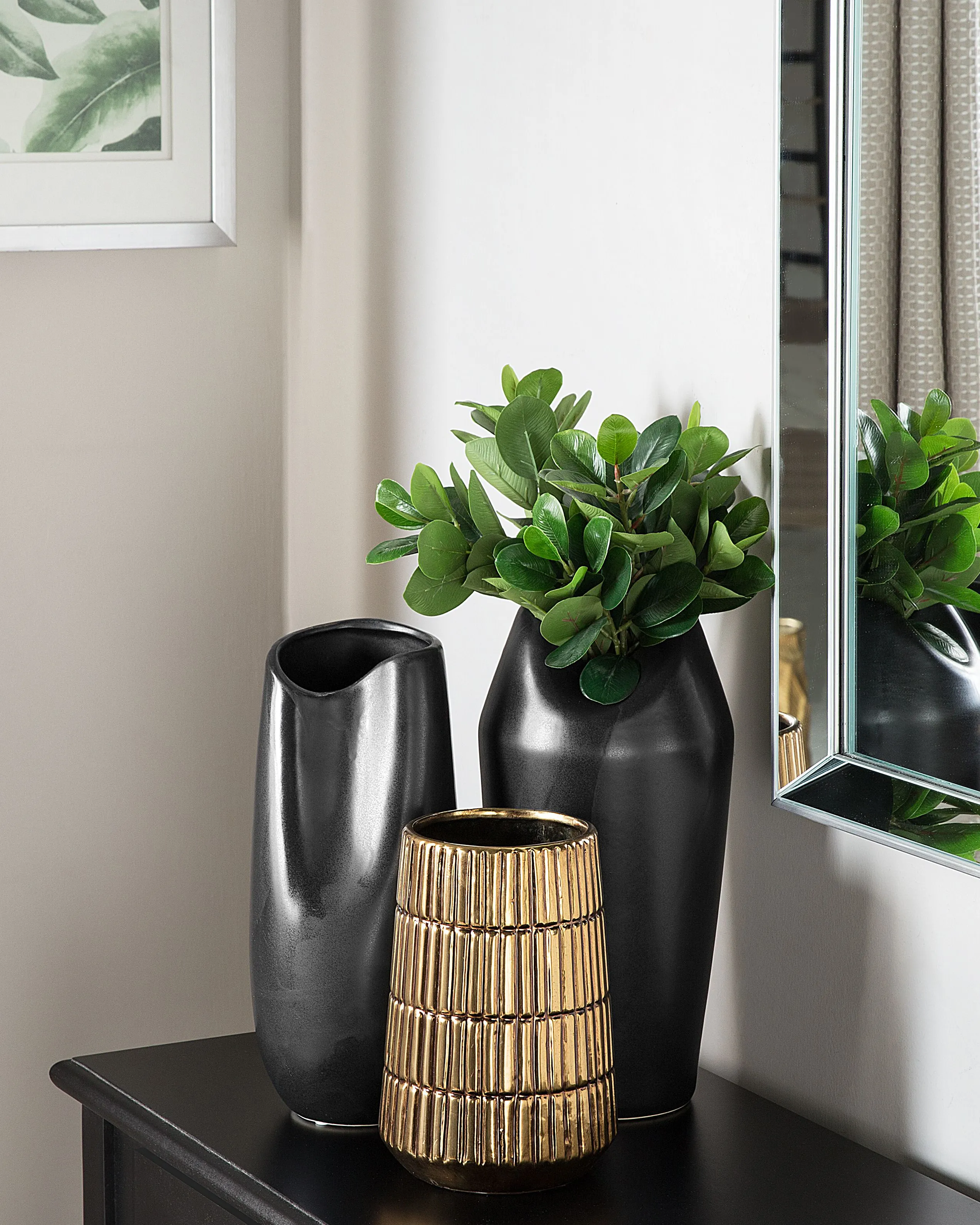 Decorative Vase DERBE Stoneware 32 cm Black