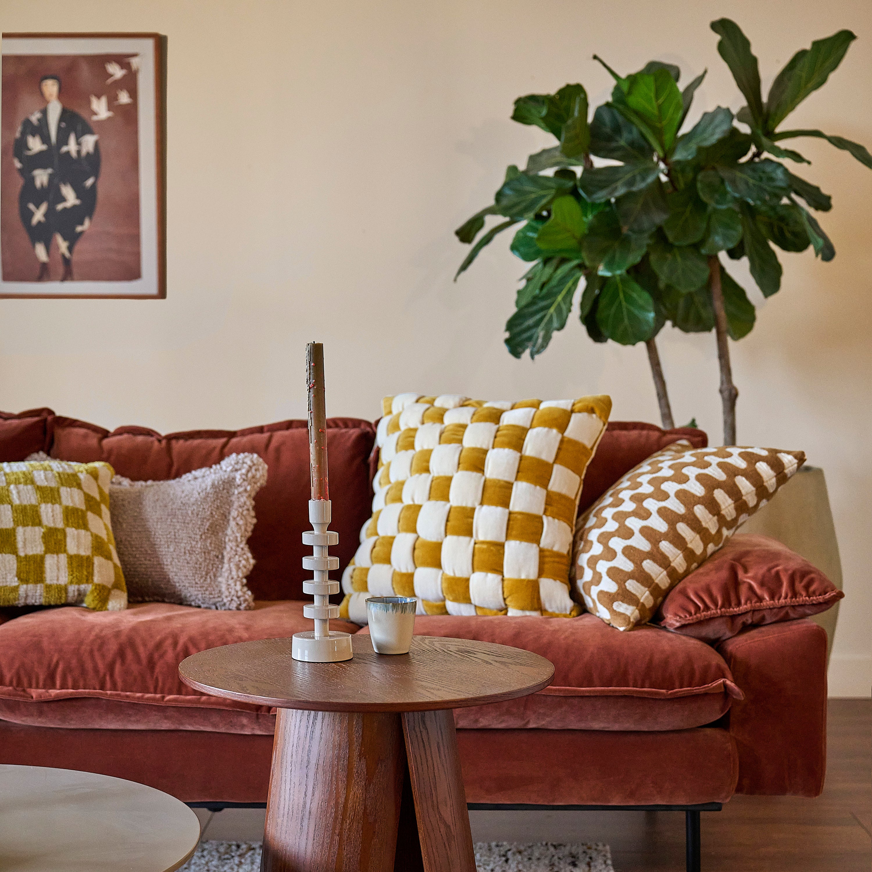 by fonQ Knitt Sierkussen 50 x 50 cm - Mustard