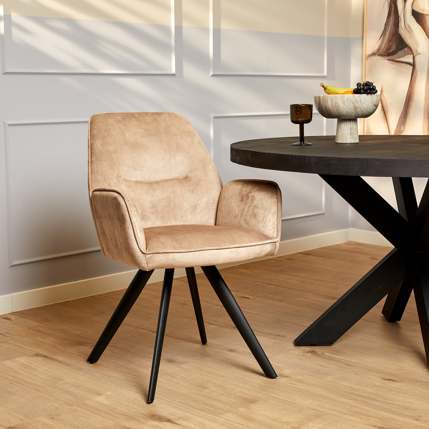 StarFurn Eetkamerstoel Nova - Beige Stof - Set van 2