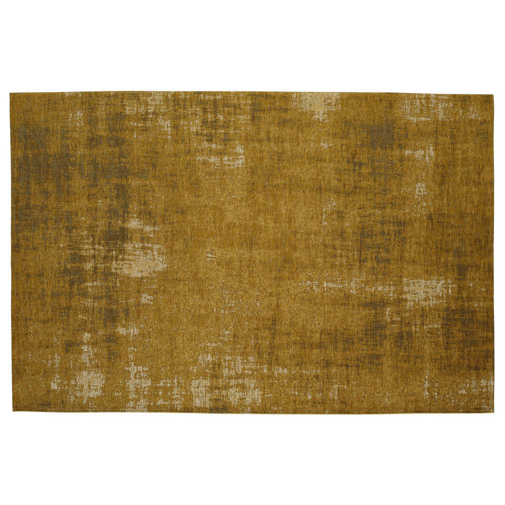 Feel - Tapis vintage tissé jacquard jaune moutarde 140x200