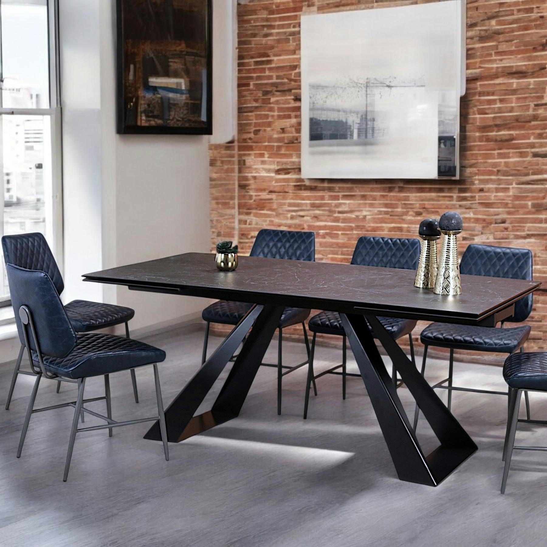 Table à manger extensible en céramique grise 180-280 LOMBARDIE