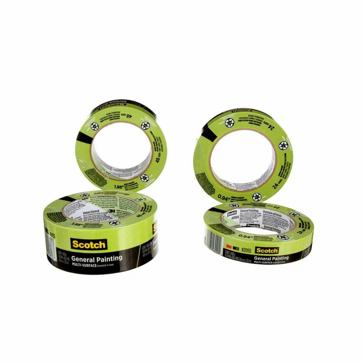 3M Scotch General Painting Multi-Surface Painter's Tape, UV-Resistant, Green, 1.41-in x 60-yd