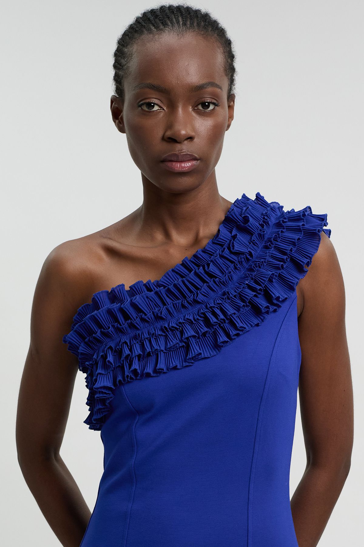 KarenMillen Petite Drama Ruffle Asymmetric Midi Dress