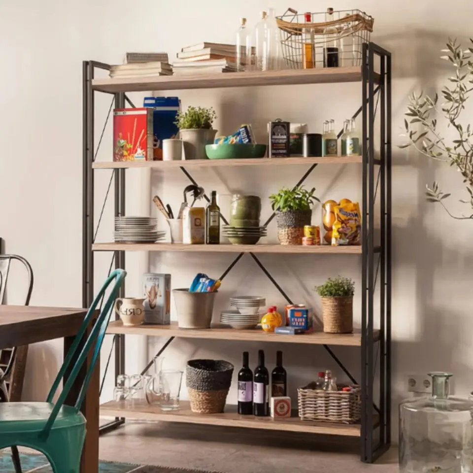 Cosmo Boekenplank - 100% MELAMINE - Atlantisch grenen, zwart