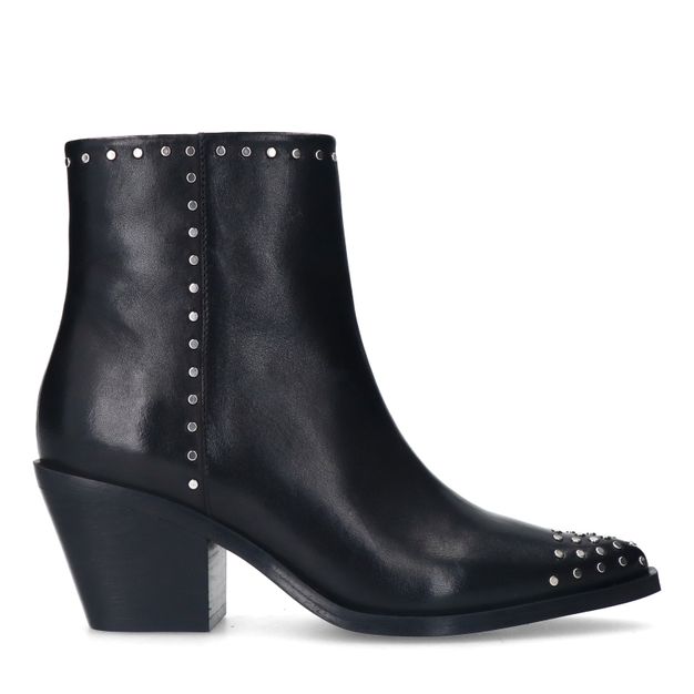 Zwarte western enkellaarsjes met studs