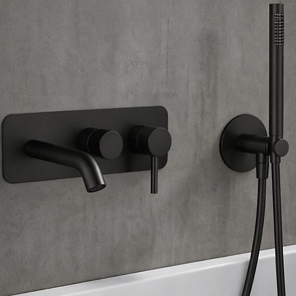 Mitigeur bain douche mécanique mural   douchette 1 jet   corps encastré PAINI Cox noir mat