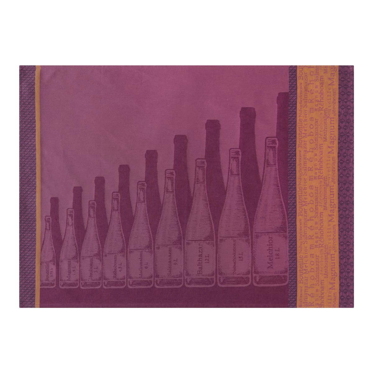 GABARITS BOUTEILLES DE VIN - Torchon en jacquard de coton violet 50x75