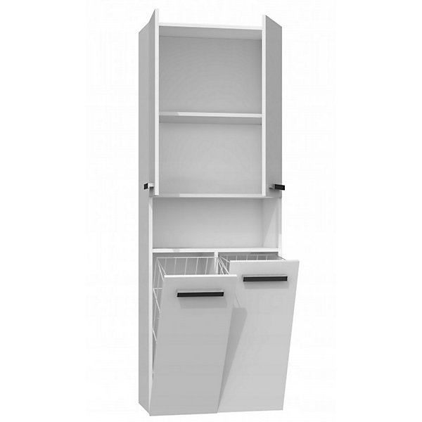 MOBY - Armoire Colonne de salle de bain - 2 paniers, poignées minimalistes - 174x60x30 cm - BLANC