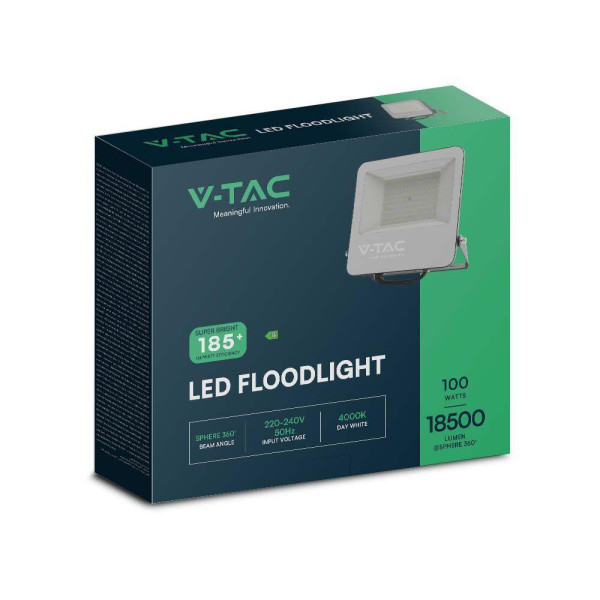 Naświetlacz halogen 44105czarno-biały LED 100W 18500lm 4000K IP65 V-TAC