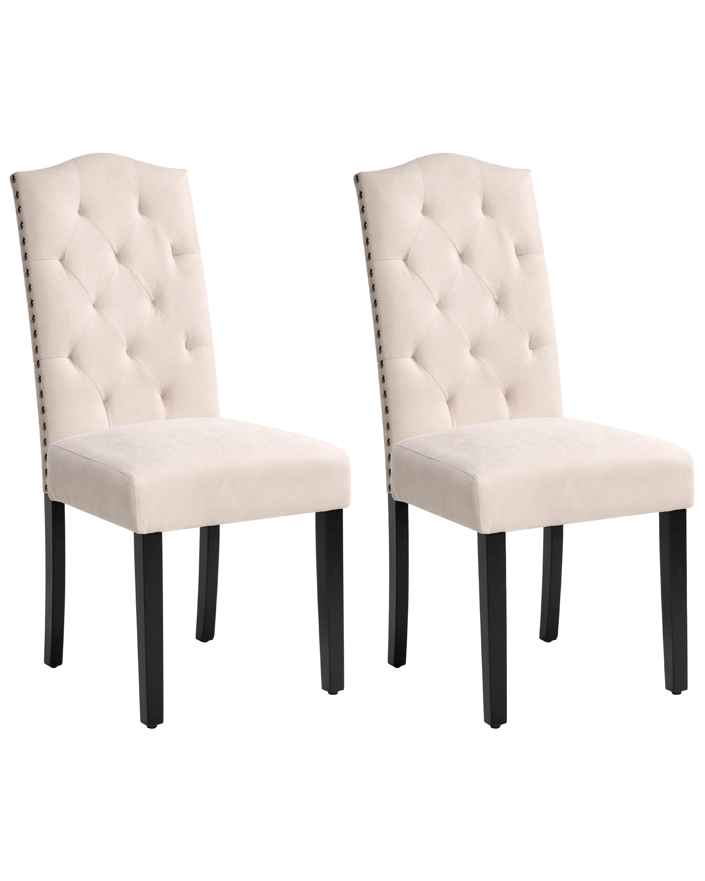 Set of 2 Dining Chairs SHIRLEY Fabric Light Beige