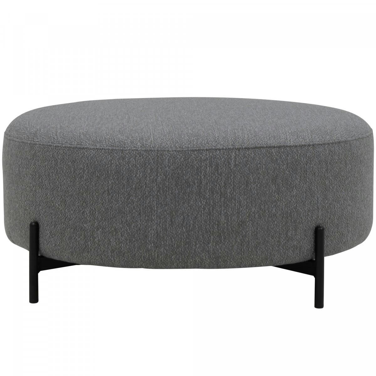 FOLIO - Grand pouf rond 80cm en tissu gris ciment
