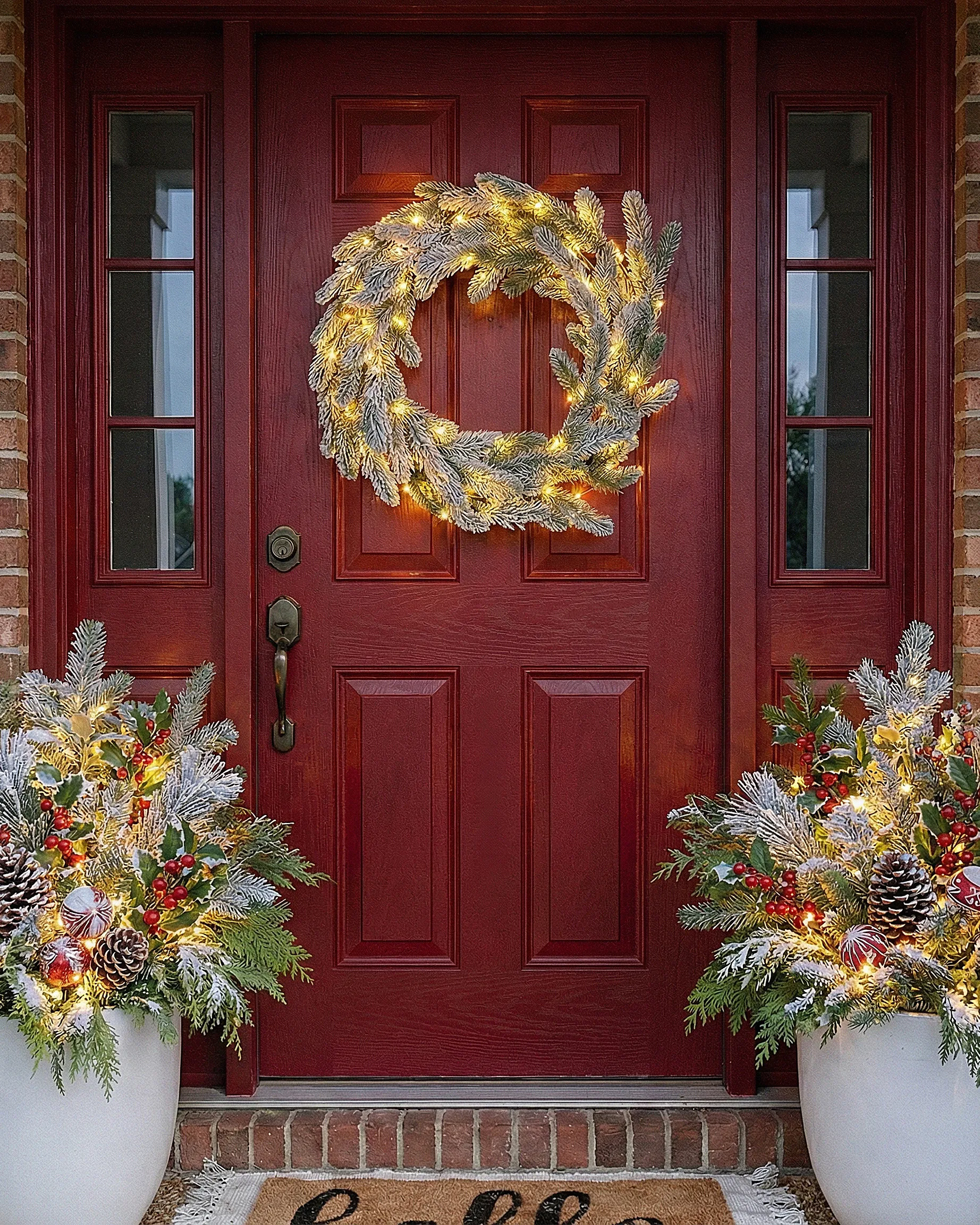 Snowy Christmas Wreath LED ALBINI Green 45 cm