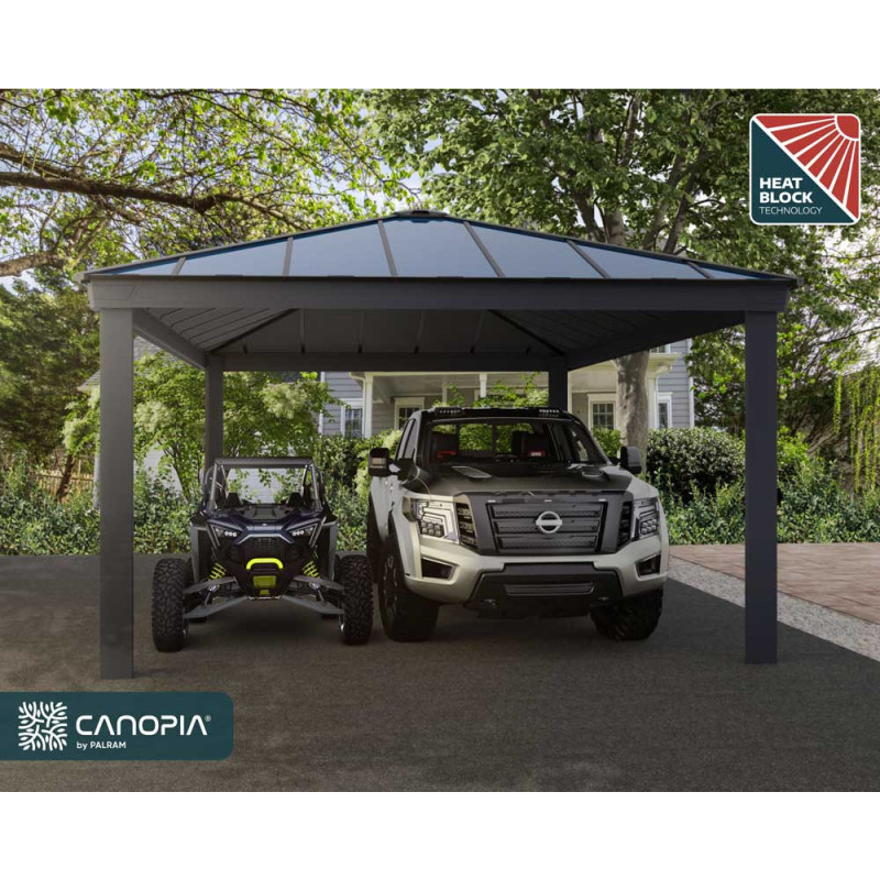 Carport en aluminium Colorado gris foncé 19,5 m²