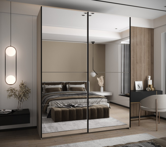 Szafa przesuwna 64 wysoka Lux 2 200 kaszmir kaszmir czarny