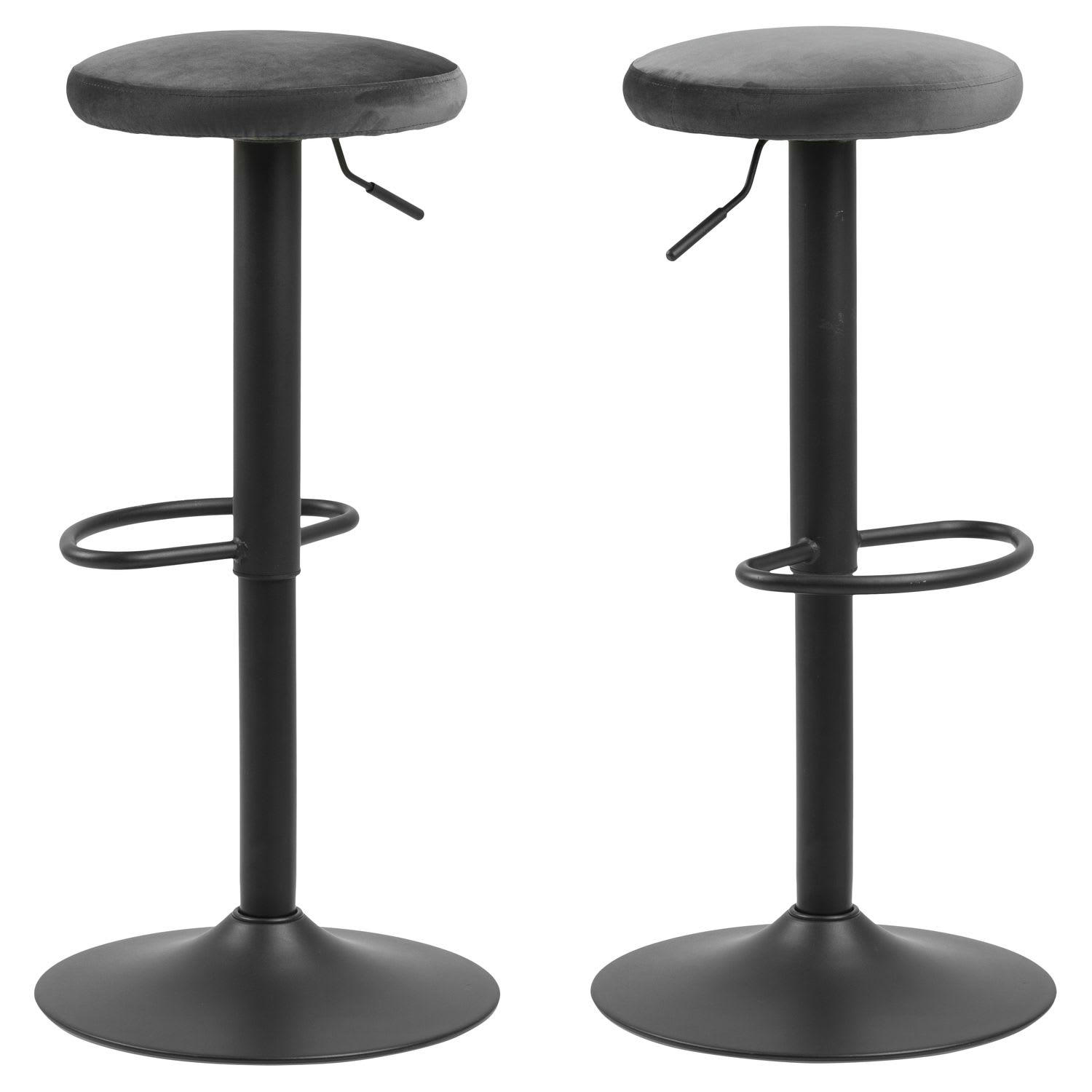 FINCH - Lot de 2 tabourets de bar avec repose pieds et hauteur réglable