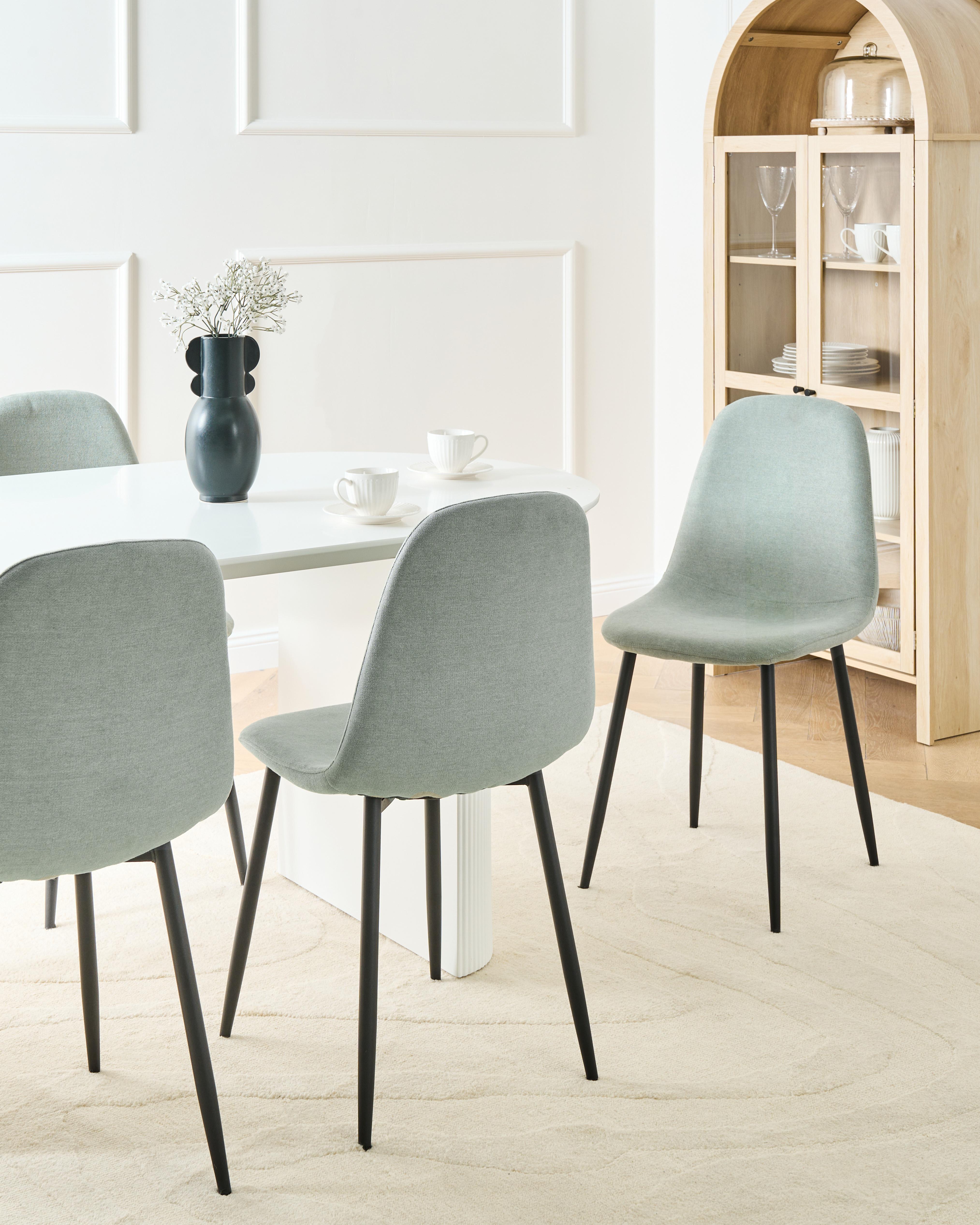 Set of 4 Dining Chairs CRANDALL Fabric Light Green