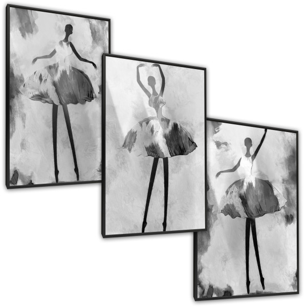 ZESTAW 3X Plakat Abstrakcyjne Baletnice 30x40cm