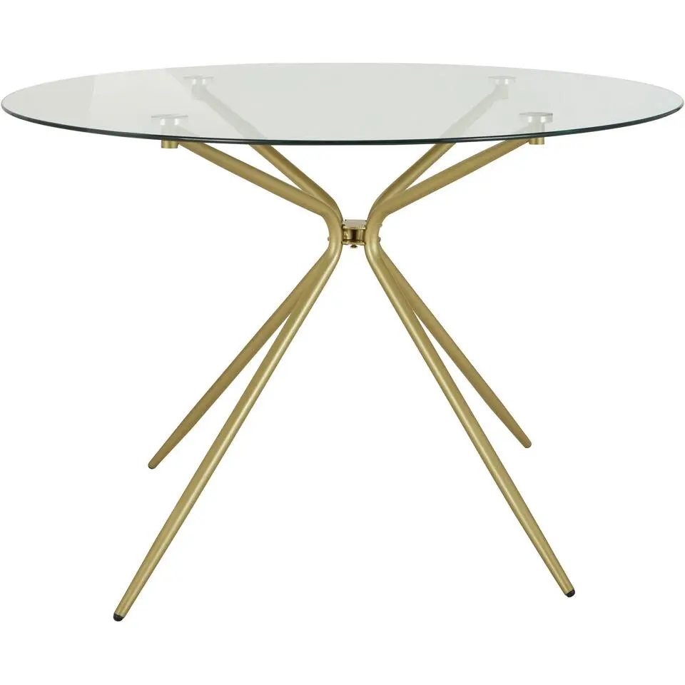Silvie - Ronde eettafel &Oslash;110 cm 4 zitplaatsen in glas / messing