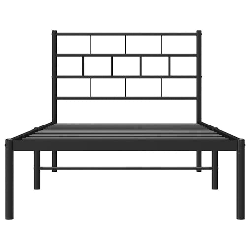 NNEVL Metal Bed Frame with Headboard Black 107x203 cm