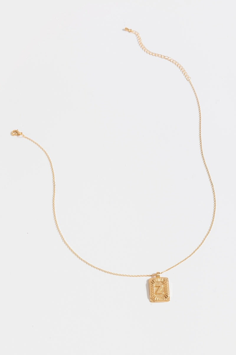 Initial ID Tag Pendant Necklace