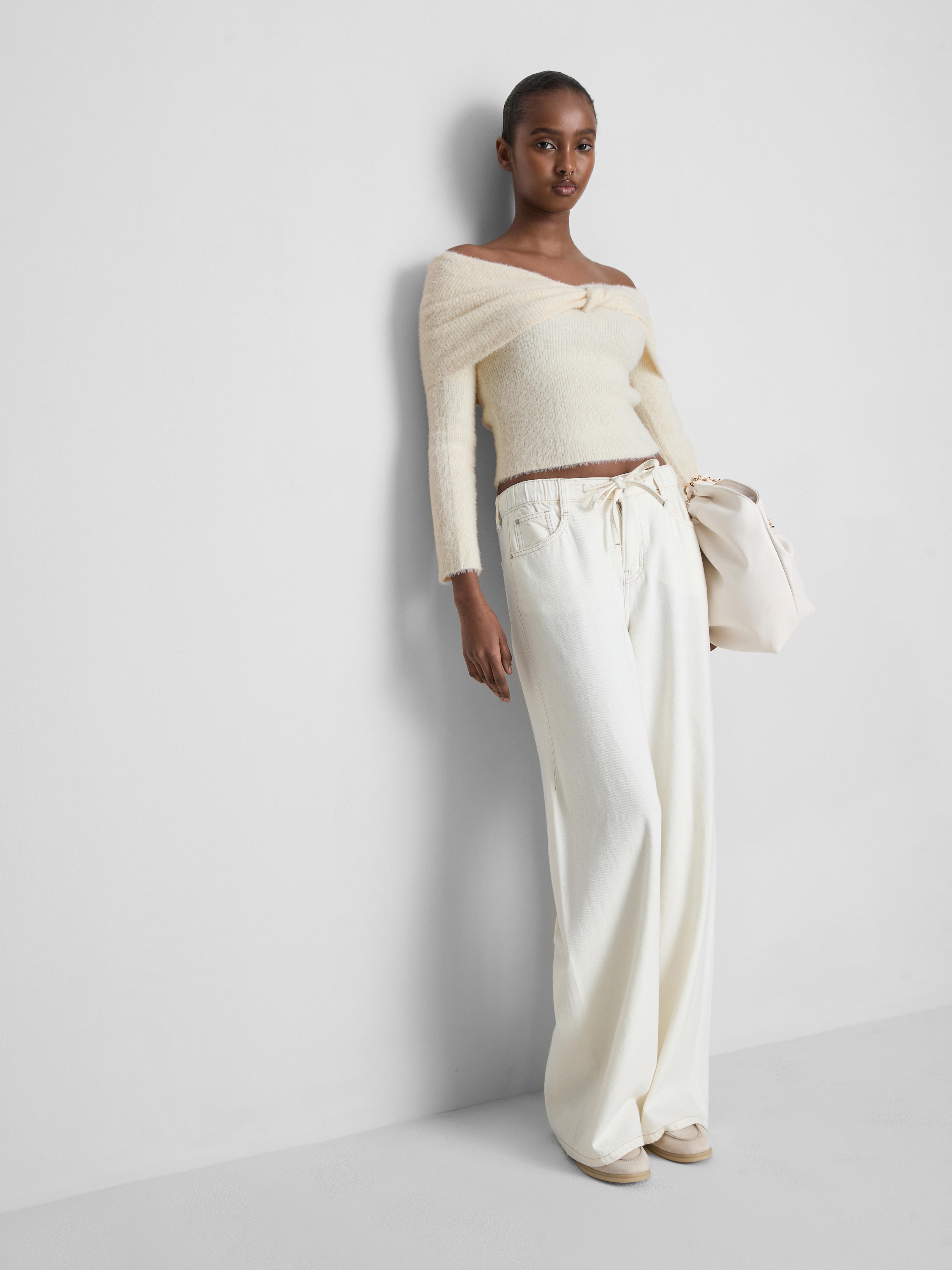 Twist Detail Bardot Sweater