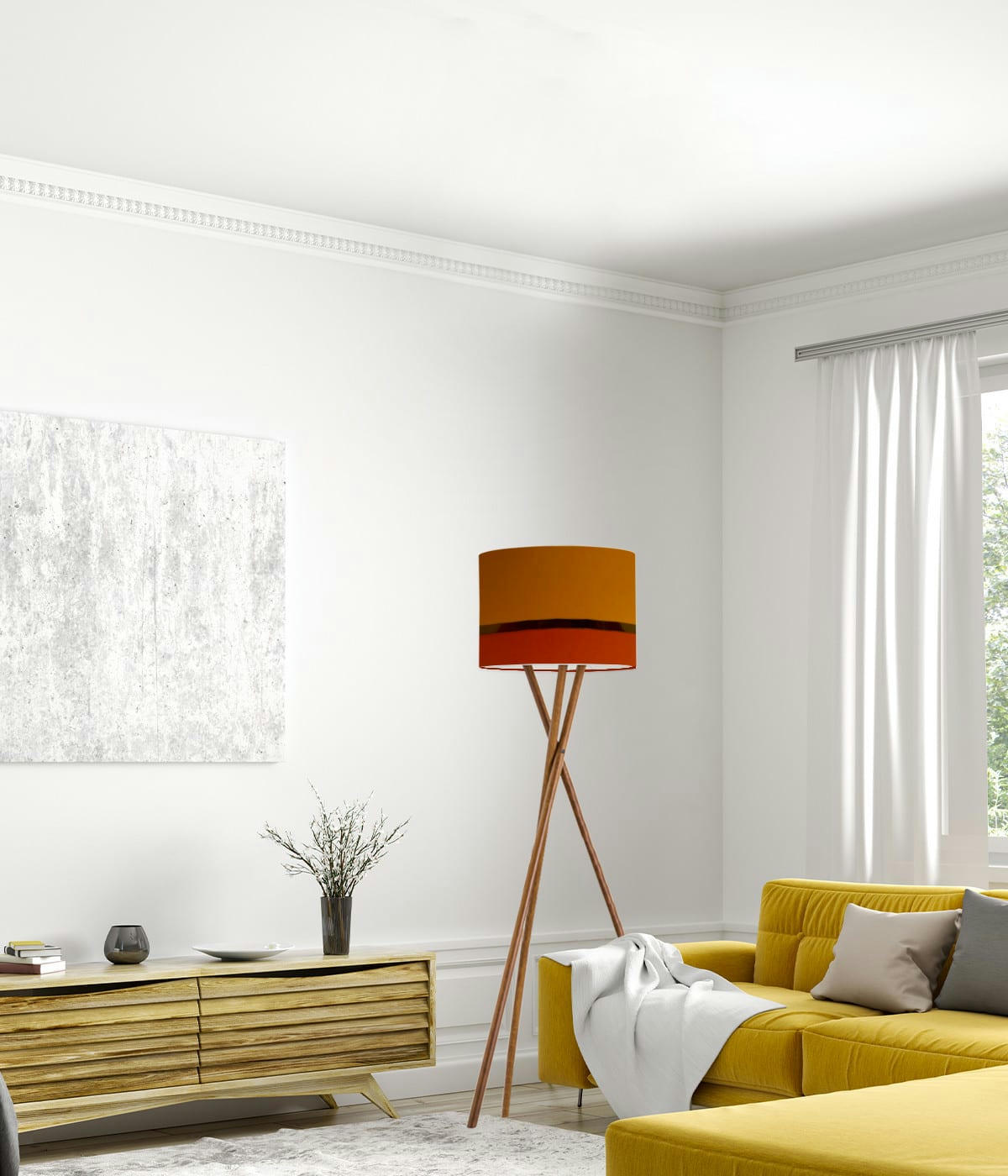 KHARANI - Abat-jour Lampadaire bicolore Doréange D: 45 x H: 28