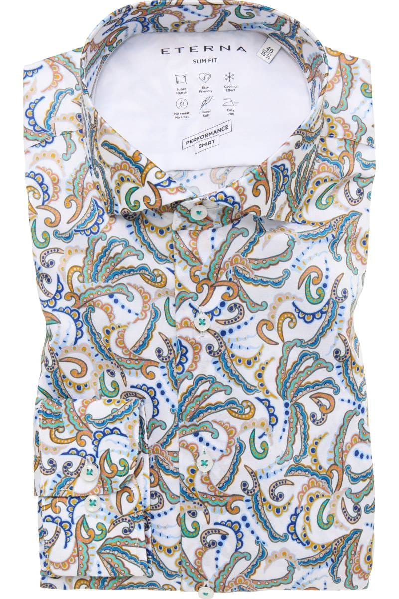 ETERNA Performance Slim Fit Tencel Hemd weiss, Bedruckt